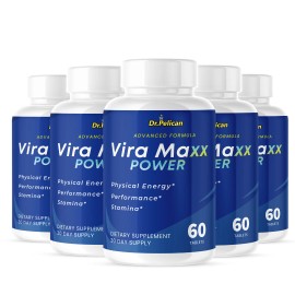 Pelican Vitamins Vira Maxx Power- Men's Health & Bodybuilding- 5 Bottles- 300 Tablets