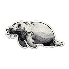 Manatee Patch – Embroidered Sea Animal Applique for Jackets, Bags, Hats and Crafts