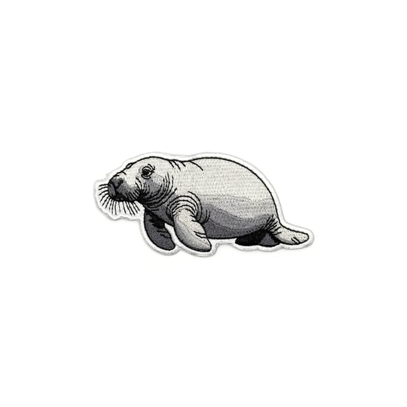 Manatee Patch – Embroidered Sea Animal Applique for Jackets, Bags,