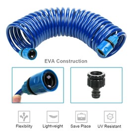 PiscatorZone EVA Recoil Garden Hose 25ft - Includes 7 Pattern Spray Nozzle,Retractable Curly Water Hose