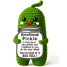 MAMAGIFTREE Christmas Birthday Gifts for Women Stocking Stuffers White Elephant, Thank You Retirement Gifts Funny Coworker Gift Emotional Support Positive Crochet Pickle Gift for Women, Men, Boss