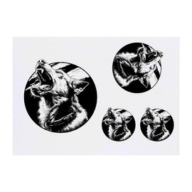 4 x 'Dog Barking ' Temporary Tattoos - Water Resistant, Skin-Safe, Non-Toxic Transfers, Mixed Sizes (TO00073182)