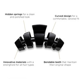 TELETIES - Tiny Hair Clip - Strong Grip, Bendable Teeth, Comfortable Curved Design - Ideal for Thin Hair, Kids, Half-up Hairstyles - For All Hair Textures - Jet Black