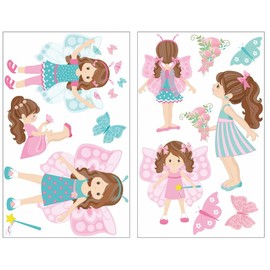 Set of 13 Butterflies Princess Girl Wall Tattoo Set for Child's Bedroom Baby Room