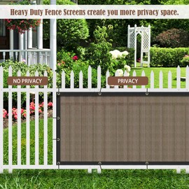 Weidear Privacy Fence Screen, 4x64FT Patio Privacy Screen, 160 GSM Shade Cloth Netting Mesh with Chain Link Cable Zip Ties, Fence Covering for Outdoor, Balcony, Yard, Panel, Garden,Wind- Brown