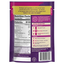Patak's Ready To Eat Chickpea Veggie Korma 10.05 Oz Pack Of 6 Indian Curry Meals