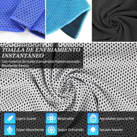 Toallas Gimnasio de Hielo Fría Instantánea, Toalla Deportiva de Enfriamiento Refrescante, Ejercicios De Secado Rápido Microfibras Toalla de Almacenamiento Para Correr Senderismo Golf Viaje Yoga
