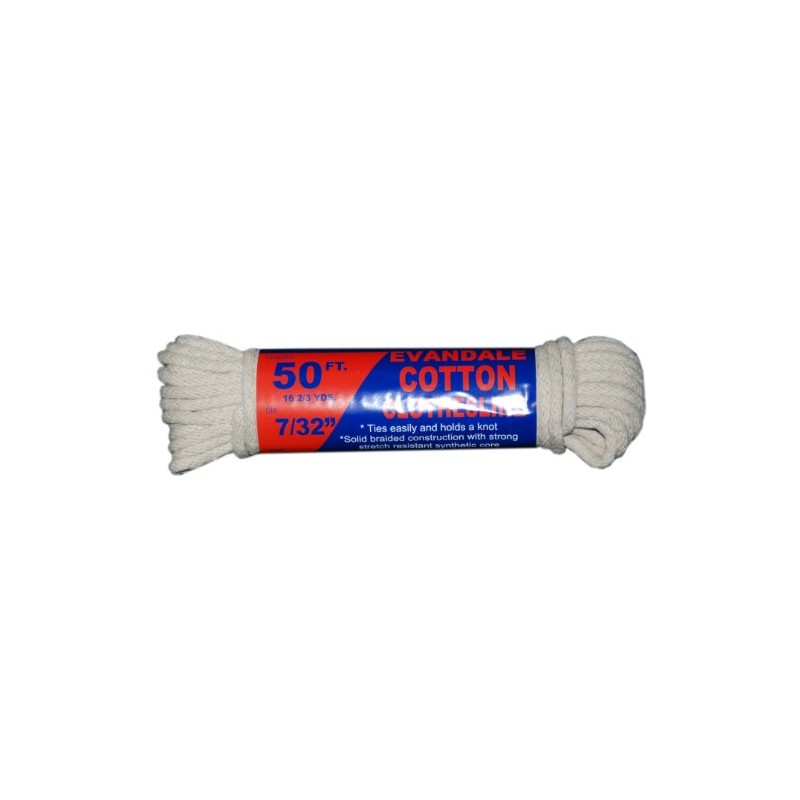 T.W Evans Cordage 43-075 7/32-Inch Evandale Cotton Clothesline 50-Feet Hank