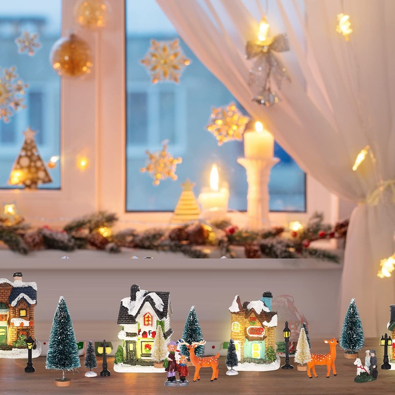 Set de 31 Decoraciones de Aldeas Navideñas Casitas de Navidad