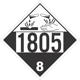 GC Labels-P303c1805, Corrosive Class 8 UN1805 Removable Vinyl DOT Placard, Package of 50 Placards