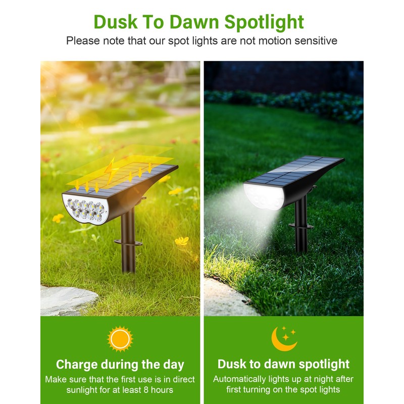 ZOOKKI Solar Spot Lights Outdoor, Solar Lights Outdoor Waterproof IP65,