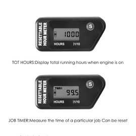 NInE-ROnG Digital LCD Inductive Hour Meter Maintenance Hourmeter Waterproof for Marine Boat Snow Blower Motorcycle Generator Lawn Mower and Small Gas Engine
