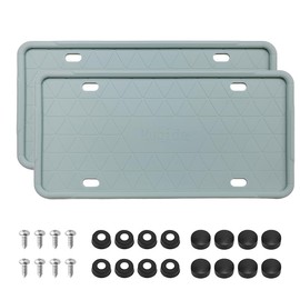 MUQIDA 2PCS Silicone License Plate Frame, Rattle-Proof Front Back License Bracket Holder Rust-Proof Car Frames Protector, Weather-Proof Auto Tag Plate Frame for US Standard Cars