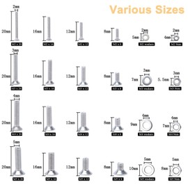 Homtone 1220 Pieces Screws Set, M2 M3 M4 M5 Made of 304 Stainless Steel Hex Head, Socket, Head, Bolts, Nuts, Washers, Various Sizes, with Hex Key (Flat Head)