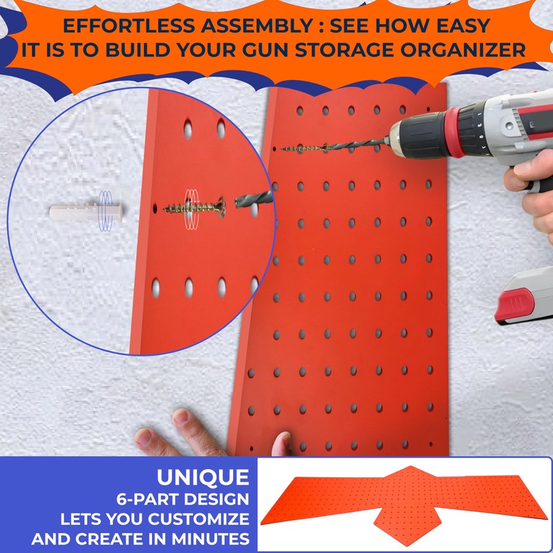 Skywin Wooden Pegboard for Nerf Gun Storage, Nerf Gun Wall