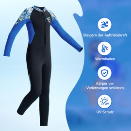 Children's Wetsuits Wet Suits for Boys Girls 2.5 mm Front Zip Warming Diving Suits Thermal Swimming Equipment Water Sports Surfing Snorkelling Swimming M Size