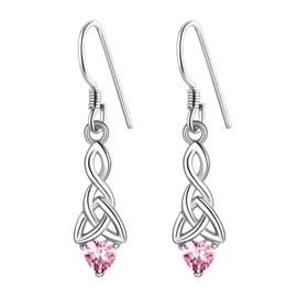 925 Sterling Silver Celtic Knot Dangly Earrings for Women, Womens Drop Earrings, Knot Dangle Earrings, Opal Drop Earrings, October Birthstone Dangle Earrings,