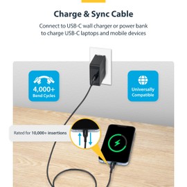 StarTech.com 3ft (0.9m) USB-C Charging Cable, USB C Cable, USB 2.0 Type-C Laptop Charger Cord, 60W 3A Power Delivery, M/M
