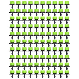 100 Unidades de Gotero de Riego de 8 Orificios, Emisor de Goteo Ajustable de Plástico de 360 ​​grados, 0-70 L/h, Aspersores de Riego de Radio de Pulverización de 0,2-3,3 Pies para Microtubo 4mm(Verde)