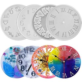 Kissnowy 4Pack of Clock Face Molds Silicone Mold by Resin Casting, for DIY Resin Crafts Home Wall Decoration 5.9 X 5.9inch