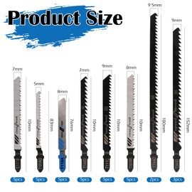 TNOMSNO Jigsaw Blades, 35-Piece Jigsaw Blades Wood, T-Shank Single Cam Shaft Jigsaw Blade, Saw Blades Jigsaw for Chipboard, Plywood, Wood and Metal