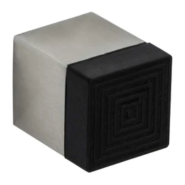 Gedotec Design Wall Door Buffer Stainless Steel Door Stopper Strong Square | Depth: 30 mm | Rubber Buffer Black 9 mm | Stopper for Wall & Floor Mounting | 1 Piece - Door Stop Buffer Including Mounting