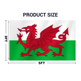 Welsh Flag 3x5 Ft Welsh Flag for Party Parades Sports Events Patriotic Holidays Outdoor Indoor Decorations