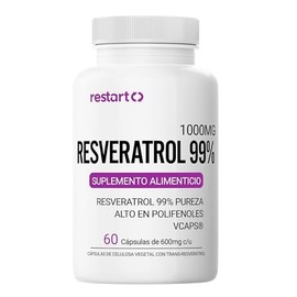 Restart Trans Resveratrol 1000mg Polifenoles Puro Inulina Veces Más Potente Cápsulas Veganas Vcaps Alta Pureza Potencia