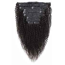 VTAOZI Curly Clip in Hair Extensions Real Human Hair for Black Women Brazilian 3C 4A Kinky Curly Human Hair Clip in Extensions 10Pcs with 21Clips 120G/Set Natural Black 16 Inch
