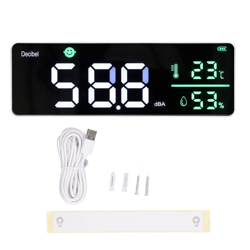 Sound Level Meter, Wall Hanging Decibel Meter Temperature Humidity Meter