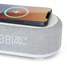 Westclox Digital Alarm Clock with Wireless Charging, Night Light, and Dimmer | LED Display with Temperature & Date | Modern Bedroom Clock for Adults