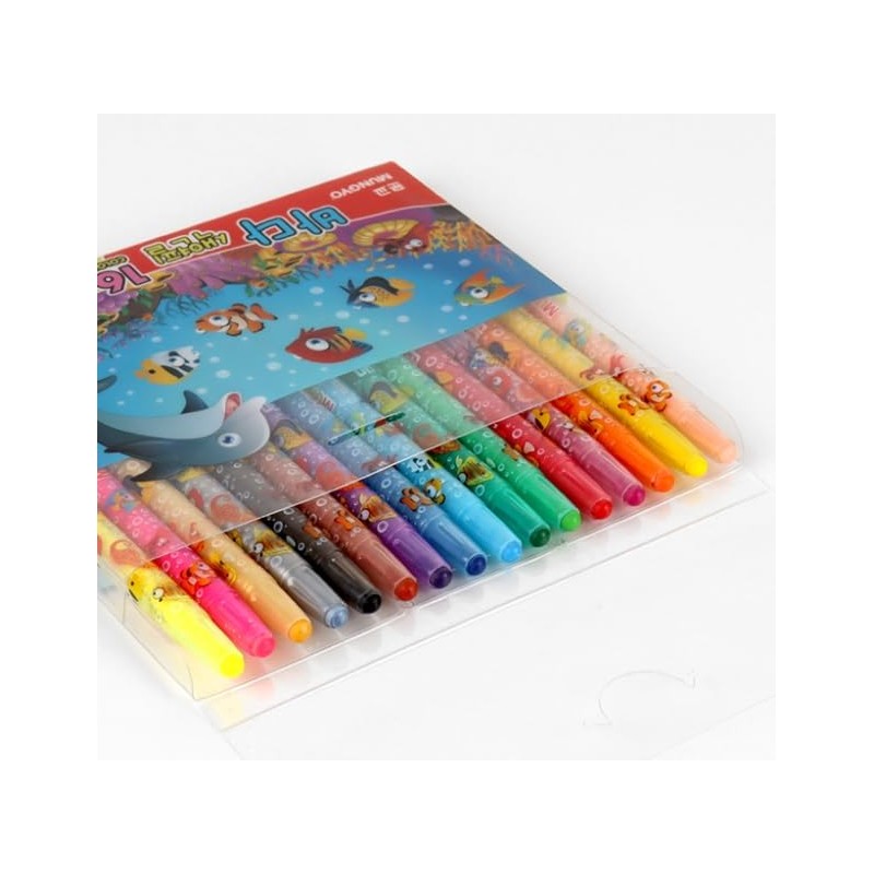 Generic 16 Count Colored Pencil Set Twistable Crayons Fish Sea
