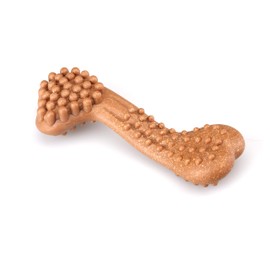 Friendly Pet Wood Fiber Puppy Chew Toy - 5" Chew Dog Bone with Raised Bumps for Teething Pups Promoting Healthy Teeth and Play