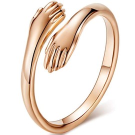Jude Jewelers Stainless Steel Hand Style Hug Embrace Statement Promise Anniversary Ring (Rose Gold, 10)