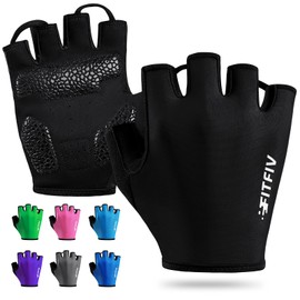 FITFIV Cycling Gloves Bike Gloves for Men/Women, Half Finger Biking Gloves, Bicycle Gloves Exercise Workout Gloves Suitable for Outdoor Sports, Gym, Weight Lifting, Motorcycle, Rowing