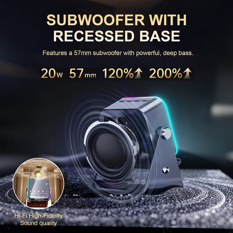 5-in-1 Bluetooth Speaker with Wireless Induction & Phone Holder, 5000mAh