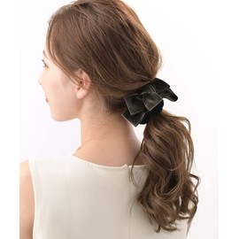 Vingtaine H-882 Velour Ribbon Hair Elastic Fall Winter Simple Hair Accessory, gray