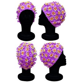 Blue Reef Aries Elasticated Floral Ladies Classic Retro 3D Cut Out Multicolour Flower Pretty Stylish Vintage Look Swimming Hat Swim Cap One Size Adults (Lilac)