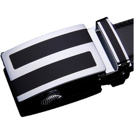 QHA Mens Automatic Leather Belt Ratchet Buckle Fashion Designer Belts New Q5089-Black-34-38"