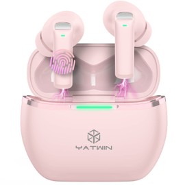 YATWIN Bluetooth Kopfhörer In Ear, Kopfhörer Kabellos Bluetooth 5.3 mit ENC HD Anruf, Kabellosem Laden, Aktiver Geräuschunterdrückung, 6 Mikrofone, 32 Std Akku, Tiefer Bass In Ear Ohrhörer, Rosa