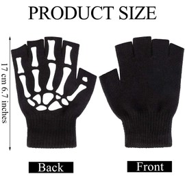 XUECHEN Luminous Skeleton Gloves,Glow in the Dark Touch Screen Thickened Full Finger/Half Finger for Costume Cosplay Accessories