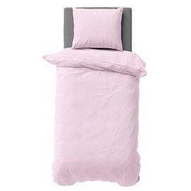 Visaggio Bed Linen 135 x 200 cm Pink Microfibre Plain Duvet Cover Set Plain Pillowcase Bedroom Set