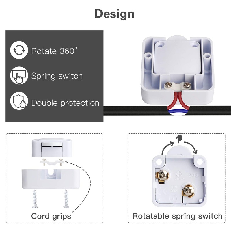 Cabinet Lamp Switch, 2 Pack Wardrobe Touch White Switches, Normally