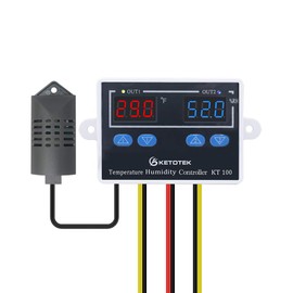 Ketotek Temperature Moisture Controller, Temperature Controller, Humidity Controller with Temperature / Humidity Sensor, Automatic Heating, Cooling Switch