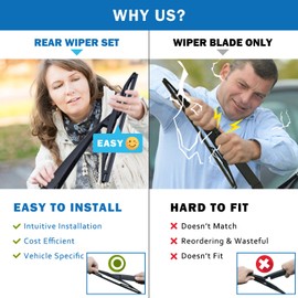 WTI Rear Wiper Arm Blade Set Compatible With Ford Expedition 2009-2016 / Compatible With Lincoln Navigator 2009-2016 SUV Rear Windshield Window Wiper Kits Assembly New Fit 9L1Z17526A 9L1Z17526B