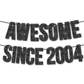 Banner impresionante desde 2004 para decoración de fiesta de cumpleaños número 21, pancarta de fiesta de cumpleaños para niños y niñas, hecha a mano, color negro