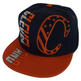 BVE Sports Novelties Cleveland Raised Text Adjustable Snapback Baseball Cap (Navy/Red)