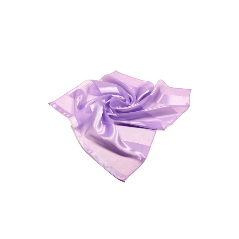 Premium Silk Feel Striped Satin Square Scarf, Lavender