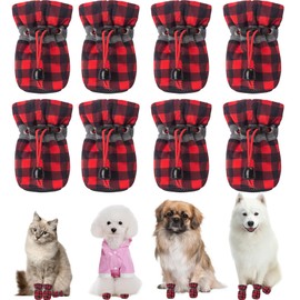 CALHNNA Dog Shoes Puppy Paw Protectors Dog Shoes for Hot Pavement Dog Boots with Anti Slip Socks Cat Dog Booties for Small Medium Dogs Pink 3 Black Red 4