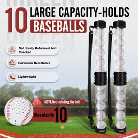 Hikeen Durable Baseball Picker Upper Holds 10 Baseballs,Quick Pickup & Storage Baseball Picker Tube with Shoulder Strap for Baseball Accessories -Balls Not Included